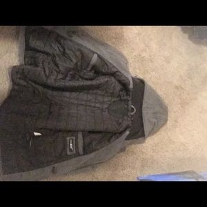 Black Rivet Grey Wool Peacoat with Hood